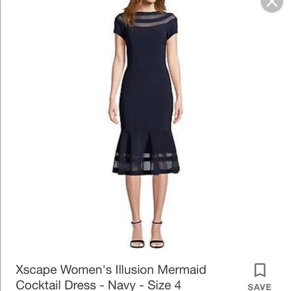 xscape illusion mermaid cocktail dress